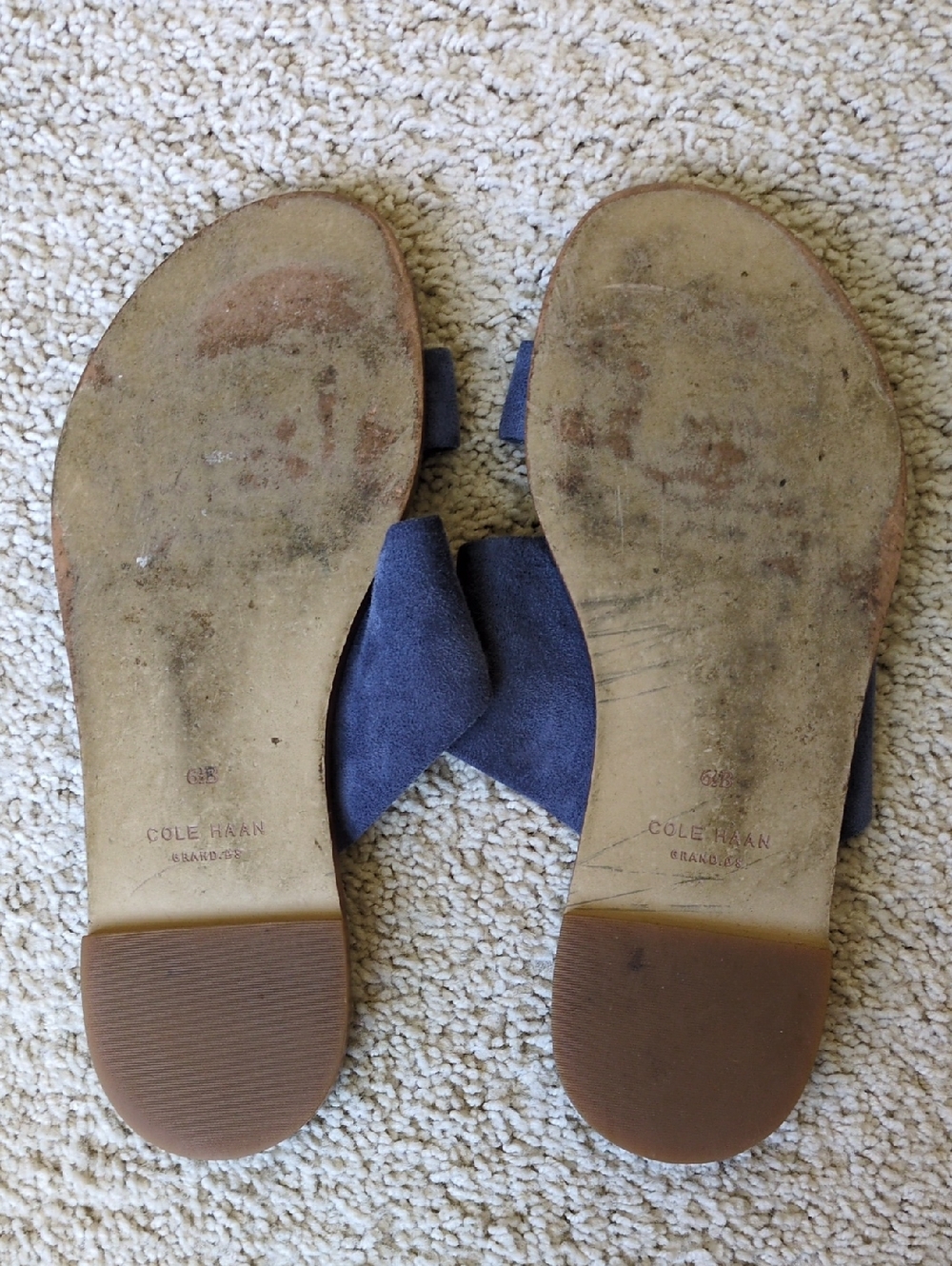 Cole Haan Navy Suede Double-Strap Slide Sandals - Picture 6 of 6